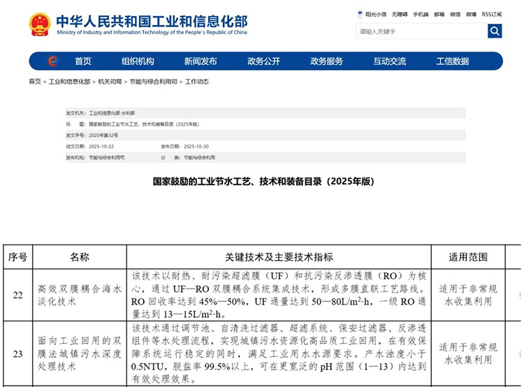 获国家推广！碧水源两技术入选“2025国家节水目录”！